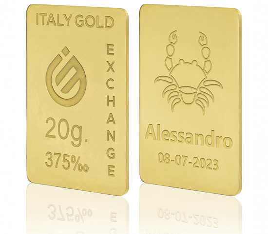 Gold ingot Good Luck Charms - Cancer - 9Kt - 20gr IGE GOLD